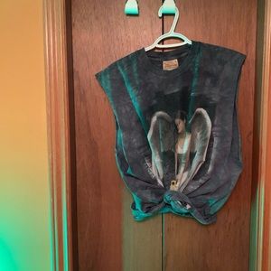 sleeveless top tie dyed with angel print